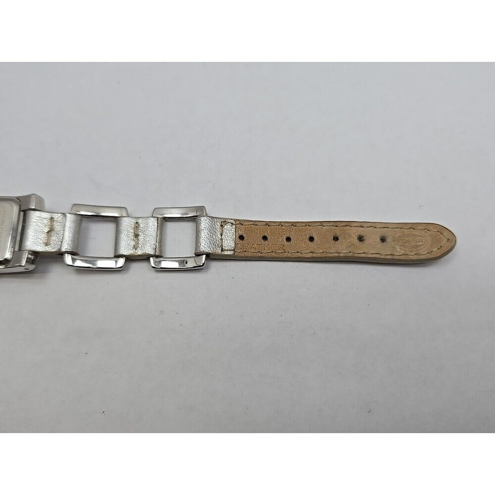 Fossil F2 ES1401 Womens Silver Link Leather Tank Watch New Battery Quartz Y2K - Picture 11 of 12